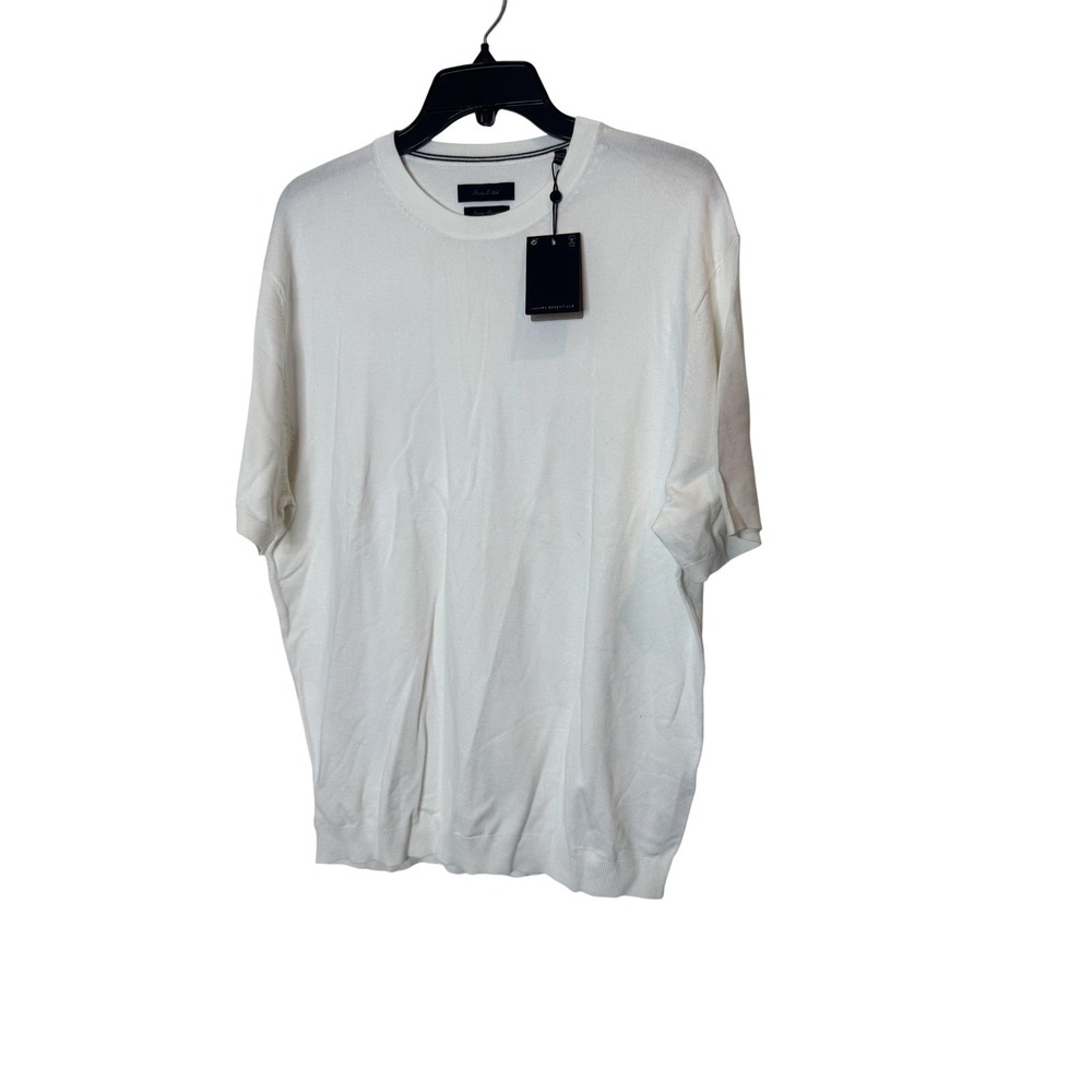 Porter & Ash Sweater Mens XL White Viscose Crew Neck Short Sleeve Knit